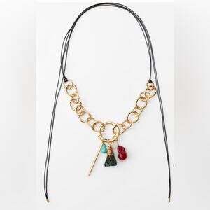 NWT- Zara CONTRAST NECKLACE WITH STONES AND CHARMS